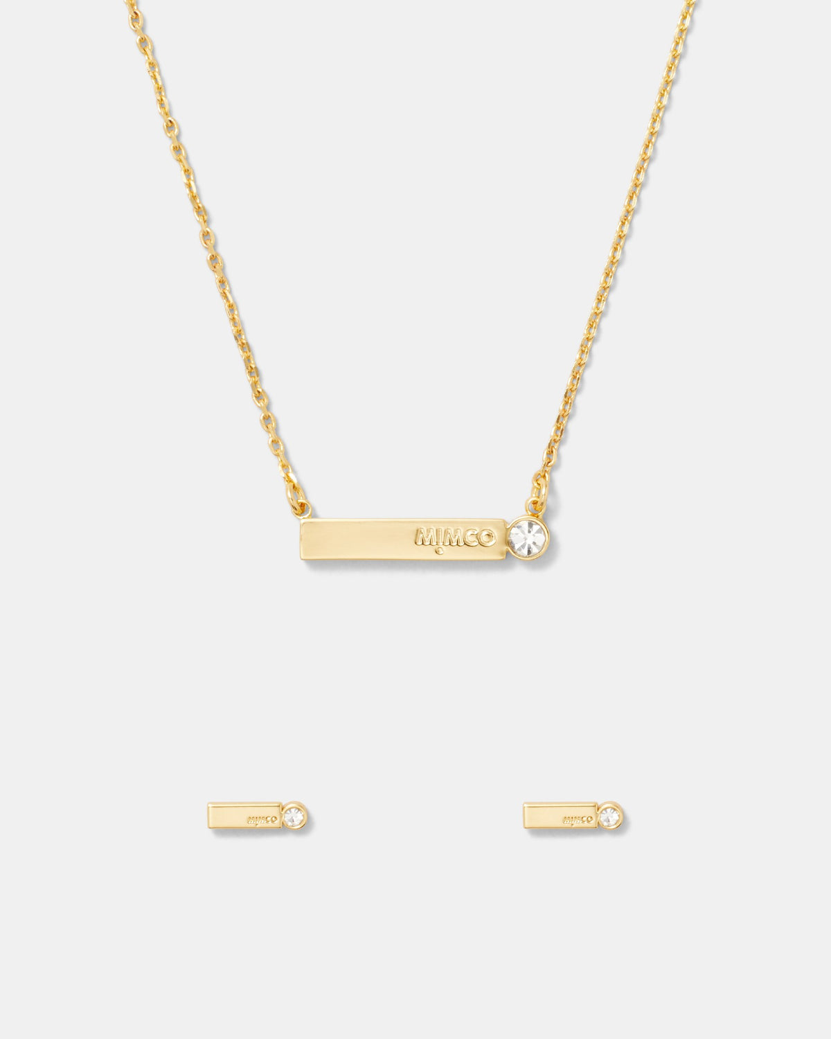 Identity Stud Earrings And Necklace Set - Gold