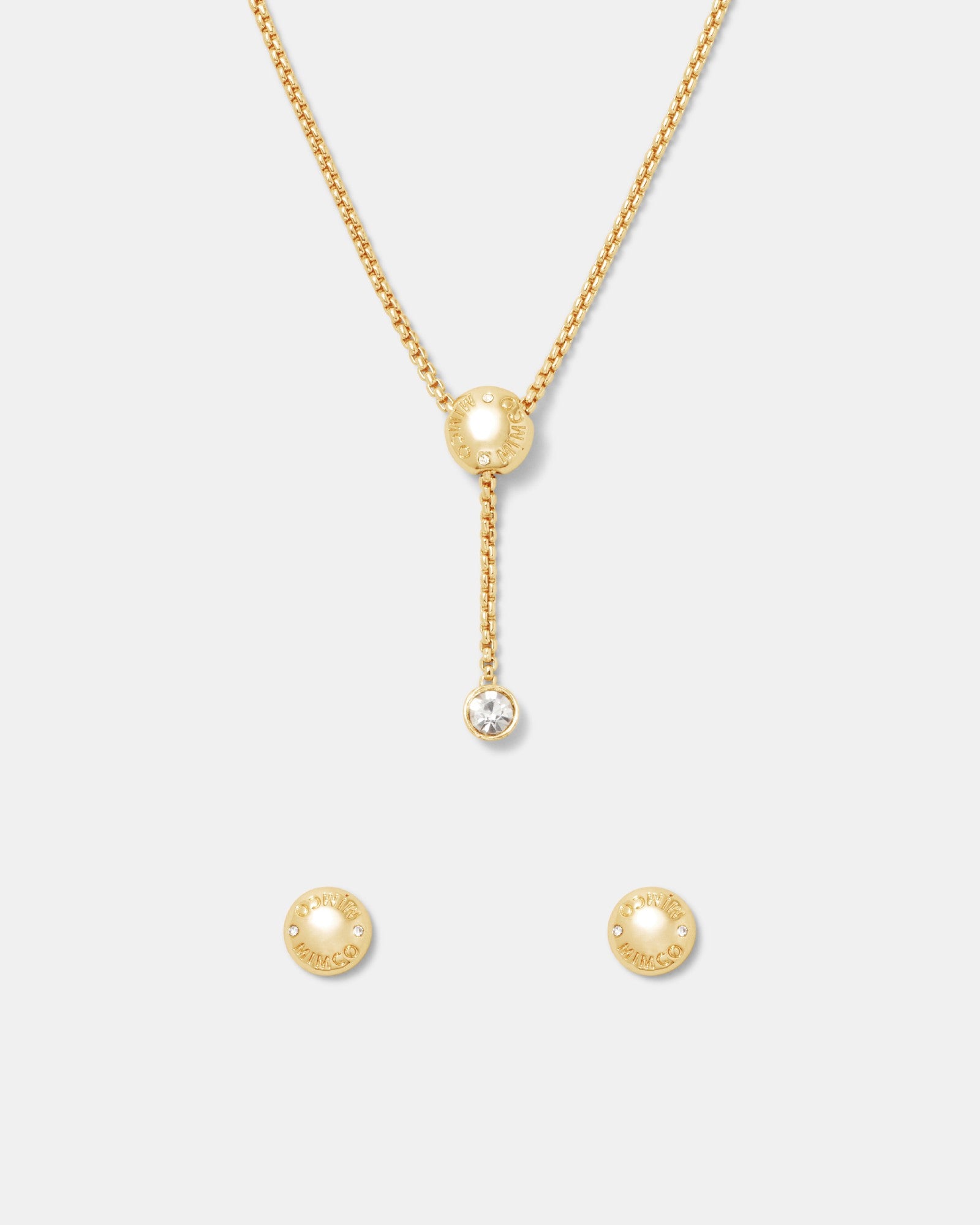 Endlessly Stud Earring And Necklace Set - Gold