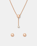 Endlessly Stud Earring And Necklace Set - Rose Gold
