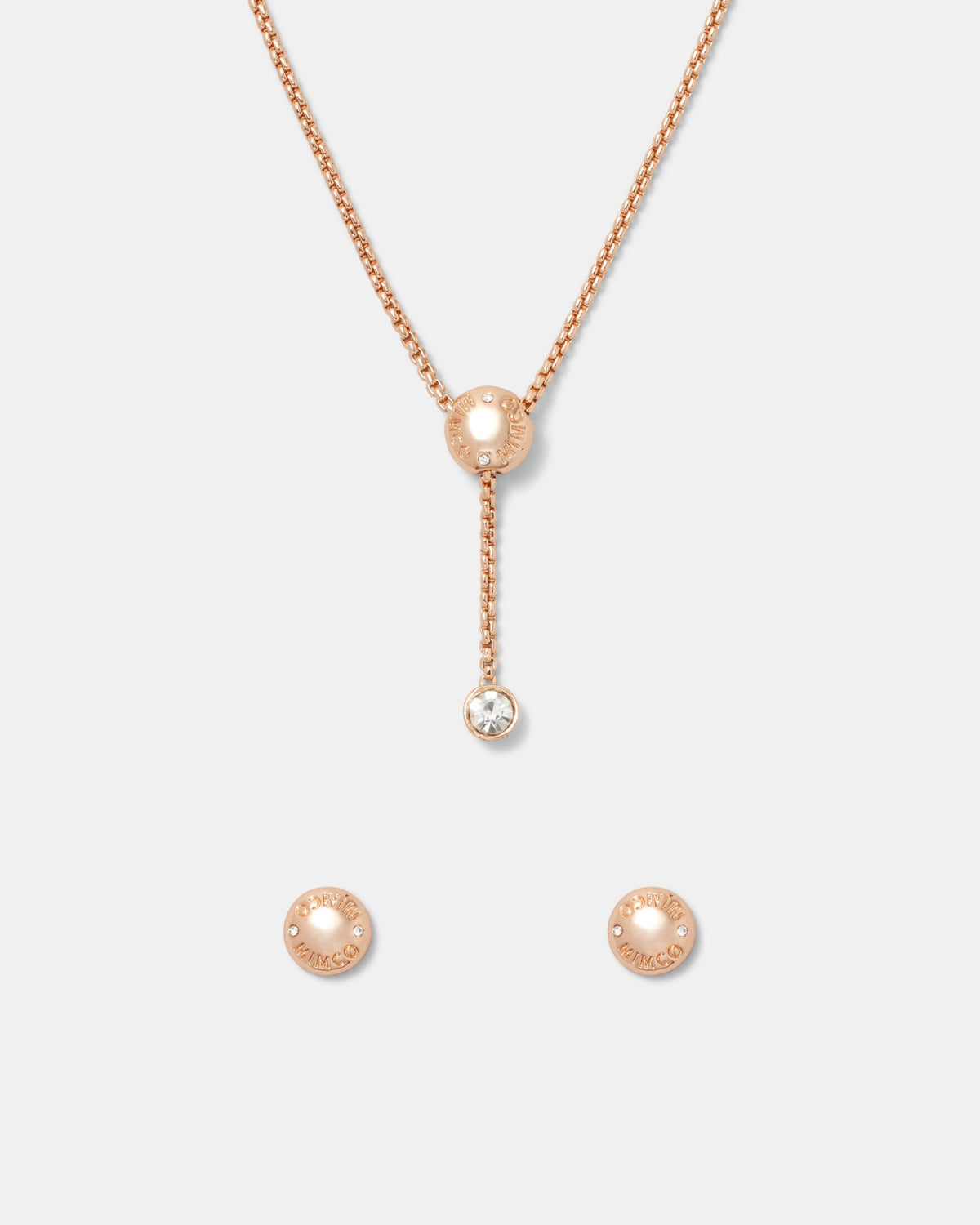 Endlessly Stud Earring And Necklace Set - Rose Gold