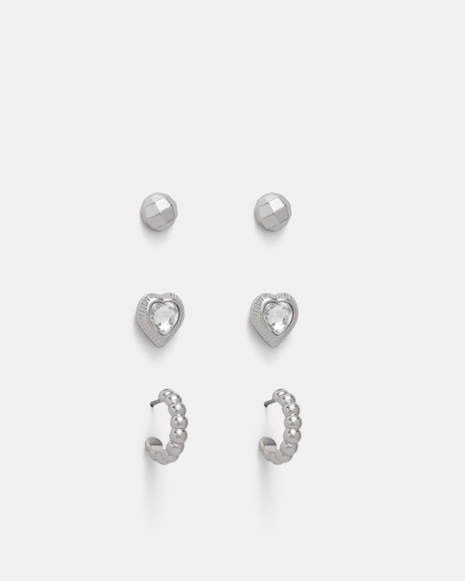 Discotheque Earrings Trio Set - Silver