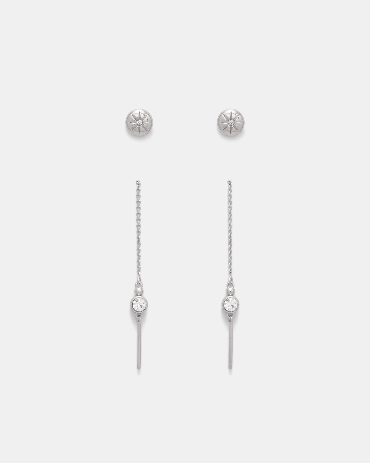 Mystique Earrings Duo Set - Silver