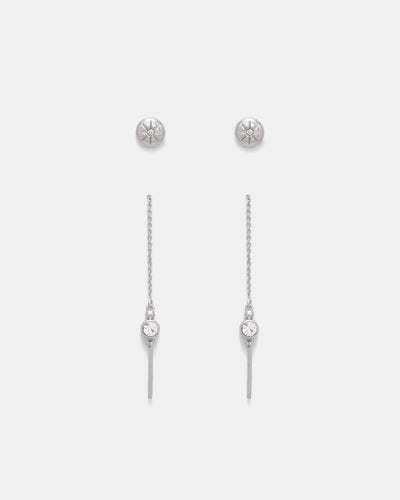 Mystique Earrings Duo Set - Silver