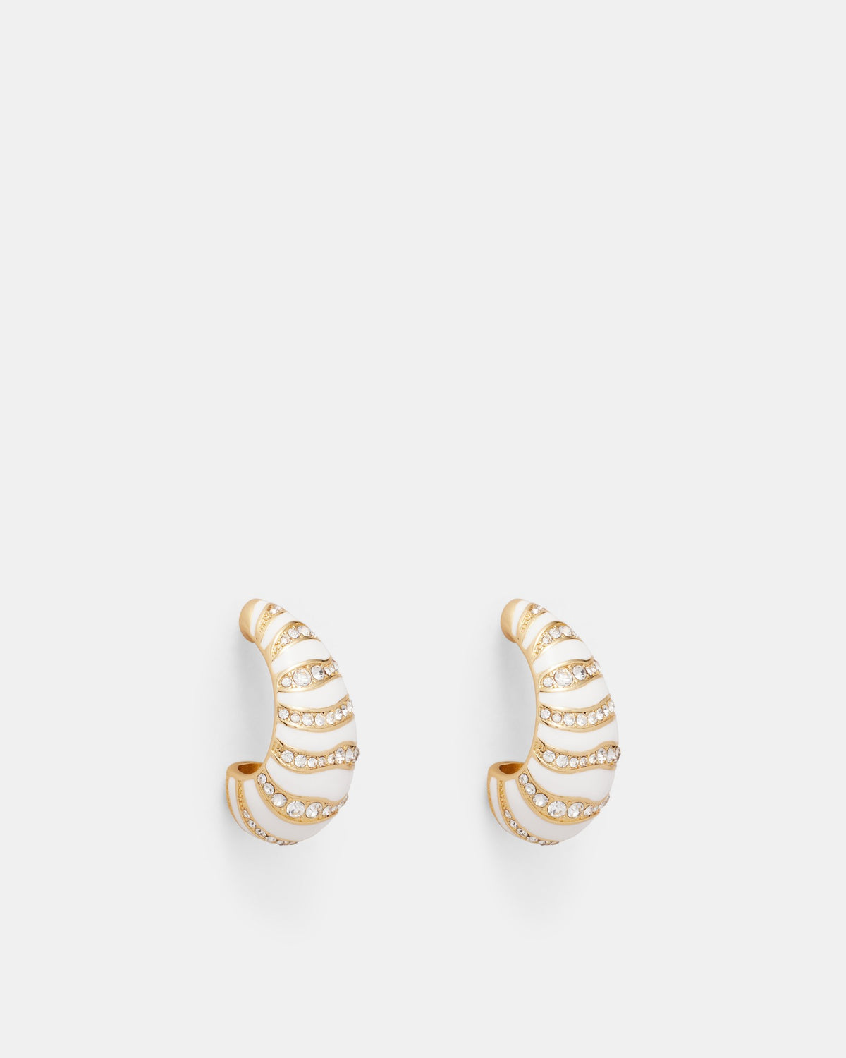 Chi Chi Jaguar Pave Enamel Hoop Earrings - White