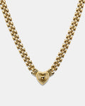 Los Angeles Heart Chain Choker Necklace - Vintage Gold
