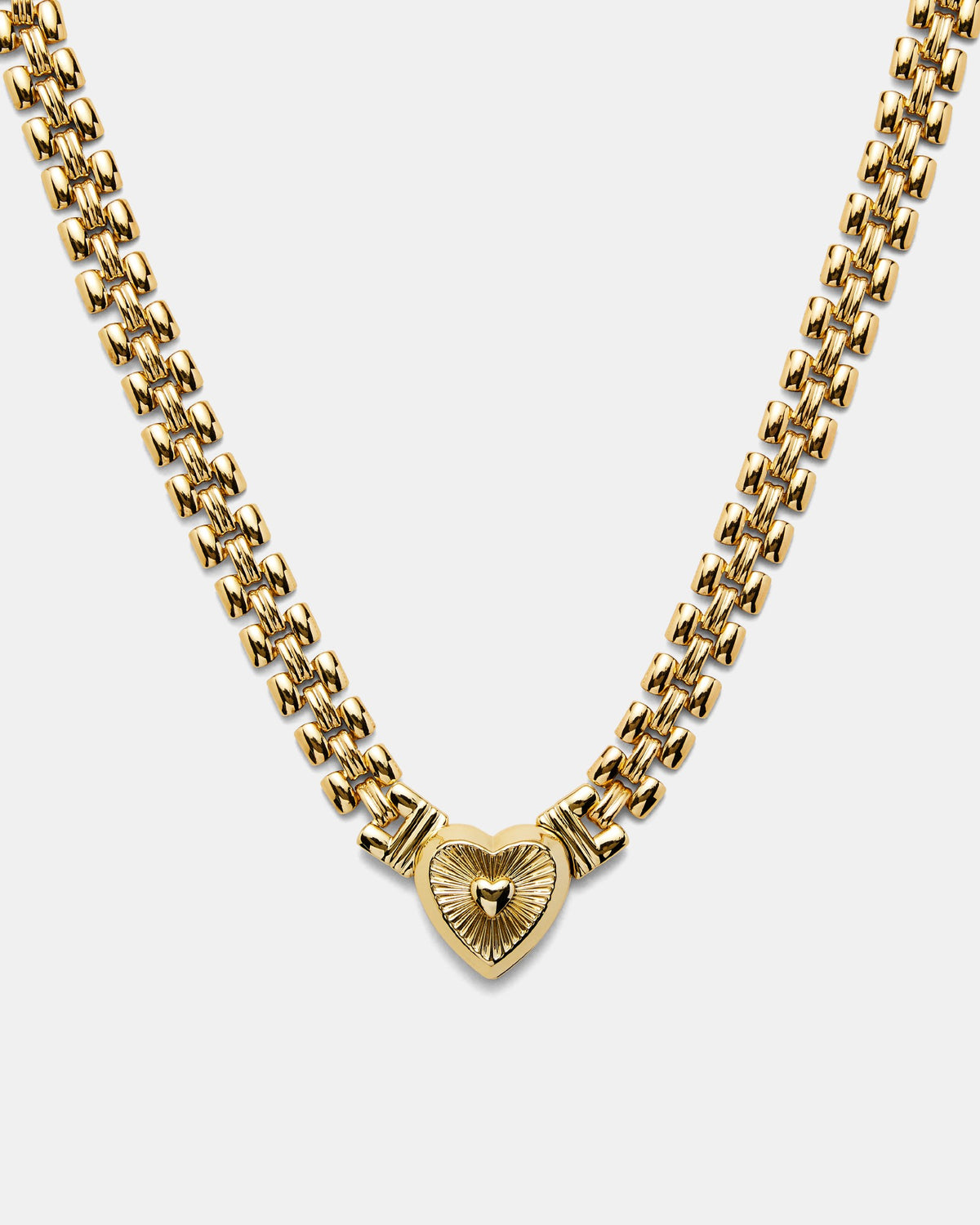 Los Angeles Heart Chain Choker Necklace - Vintage Gold