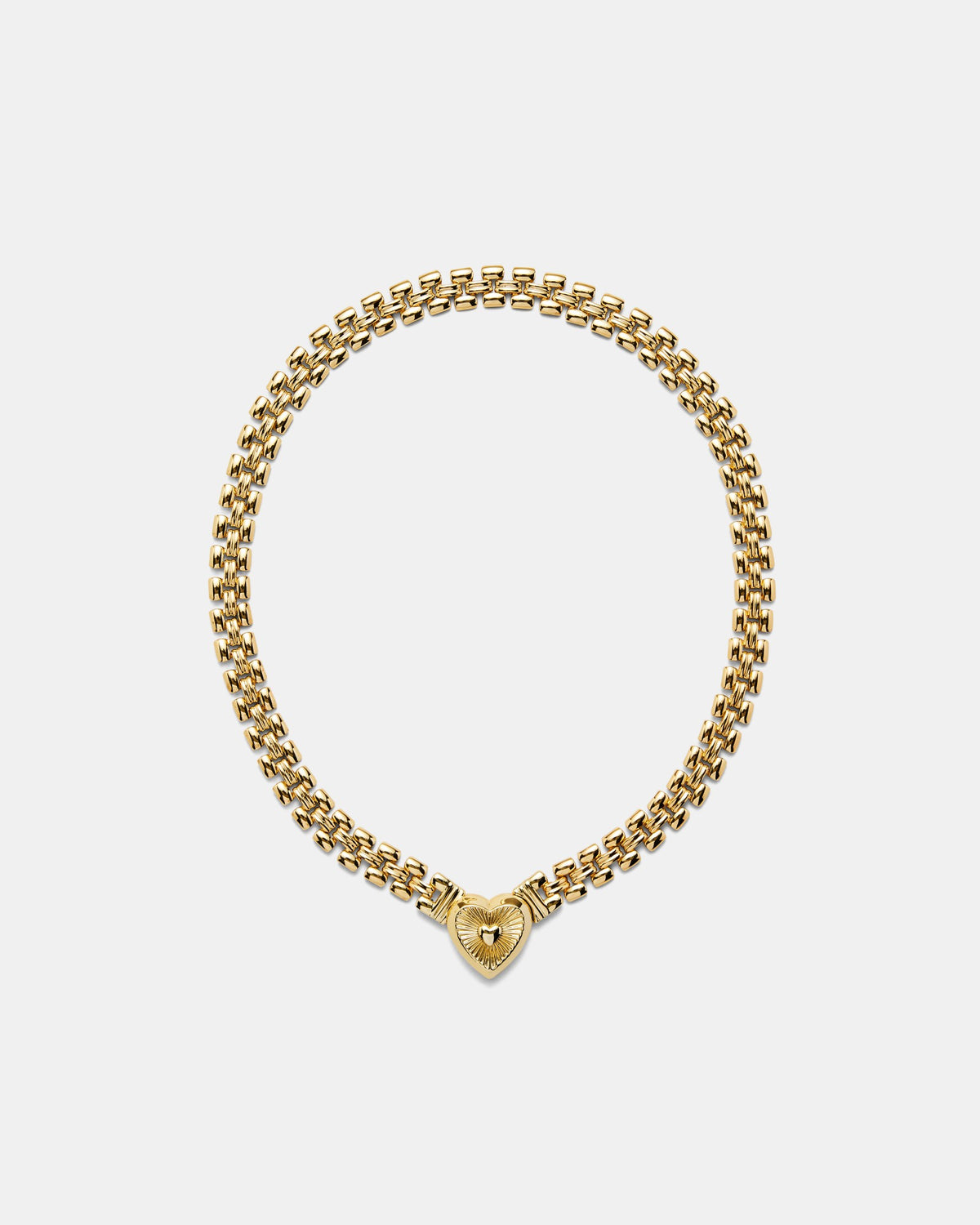 Los Angeles Heart Chain Choker Necklace - Vintage Gold