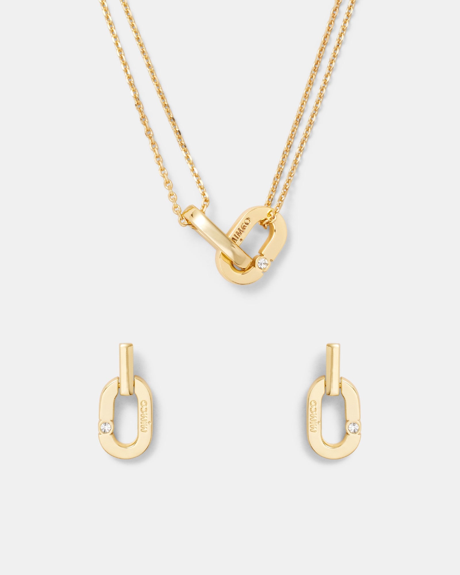Le Clique Earrings And Necklace Set - Gold