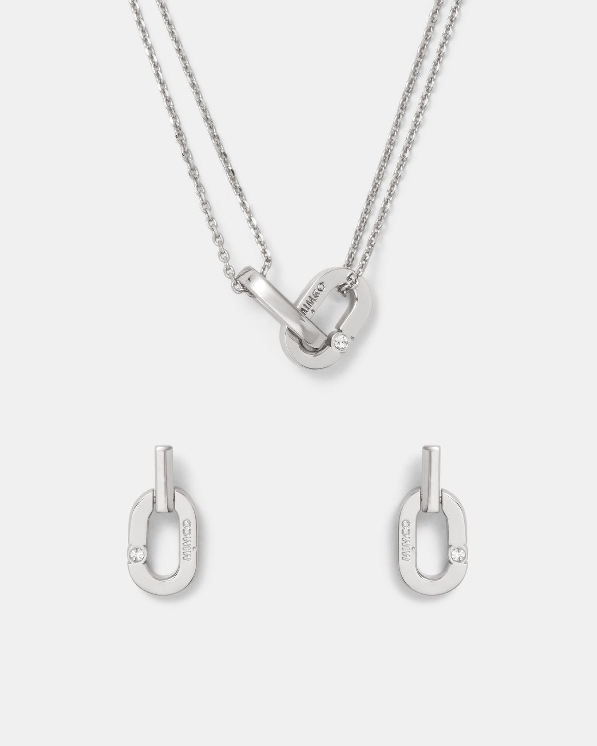 Le Clique Earrings And Necklace Set - Silver