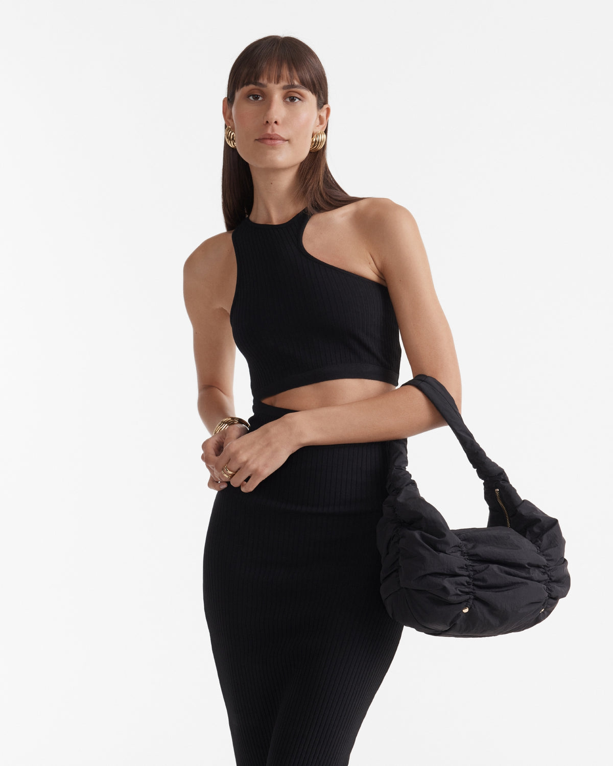 Solace Crescent Shoulder Bag - Black