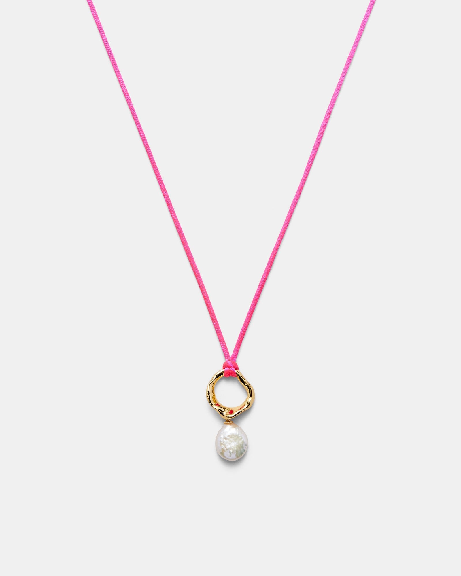 Kaia Pearl Cord Necklace - Disco Pink