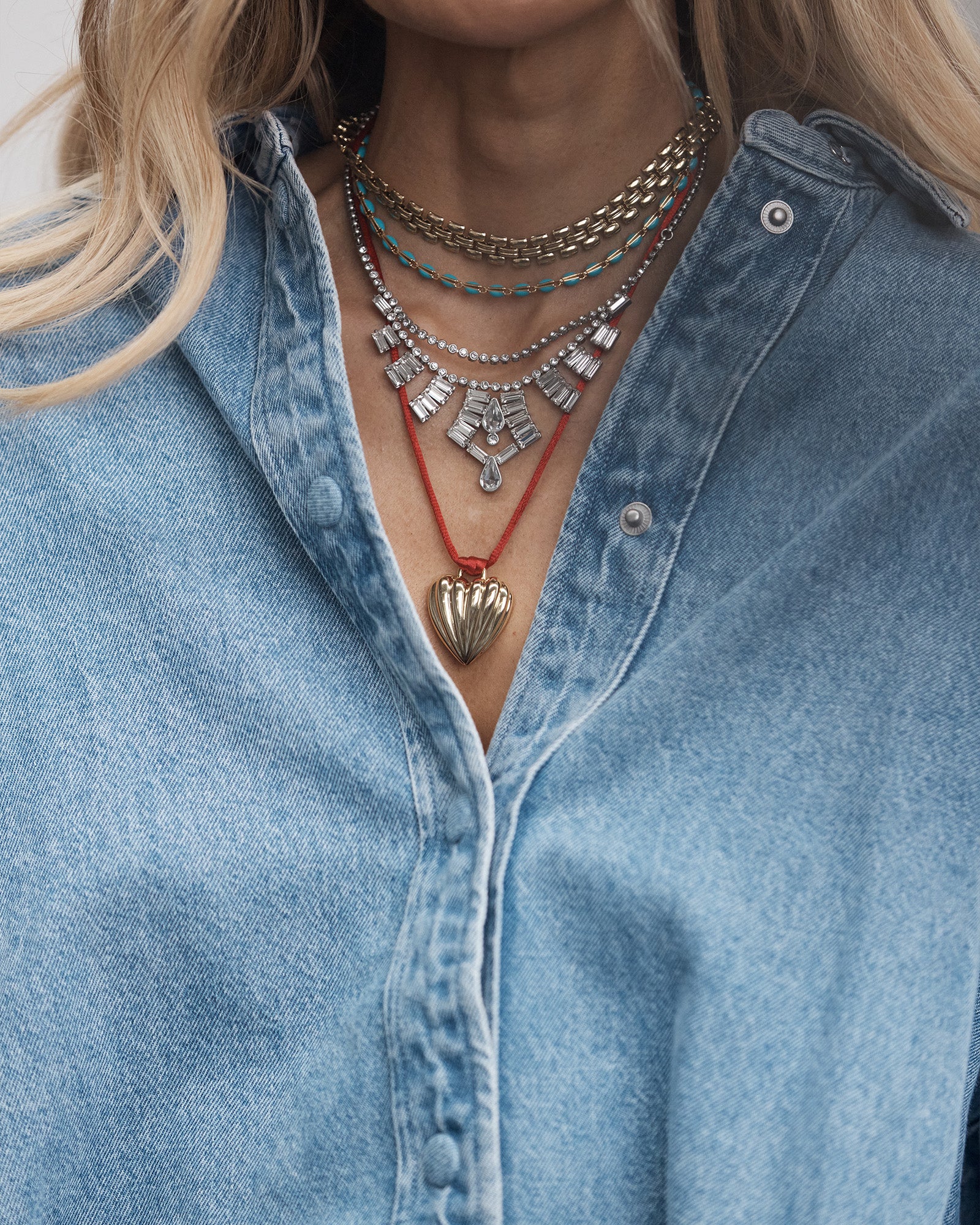Bondi Heart Cord Necklace - Red