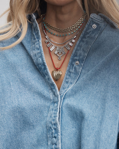 Bondi Heart Cord Necklace - Red