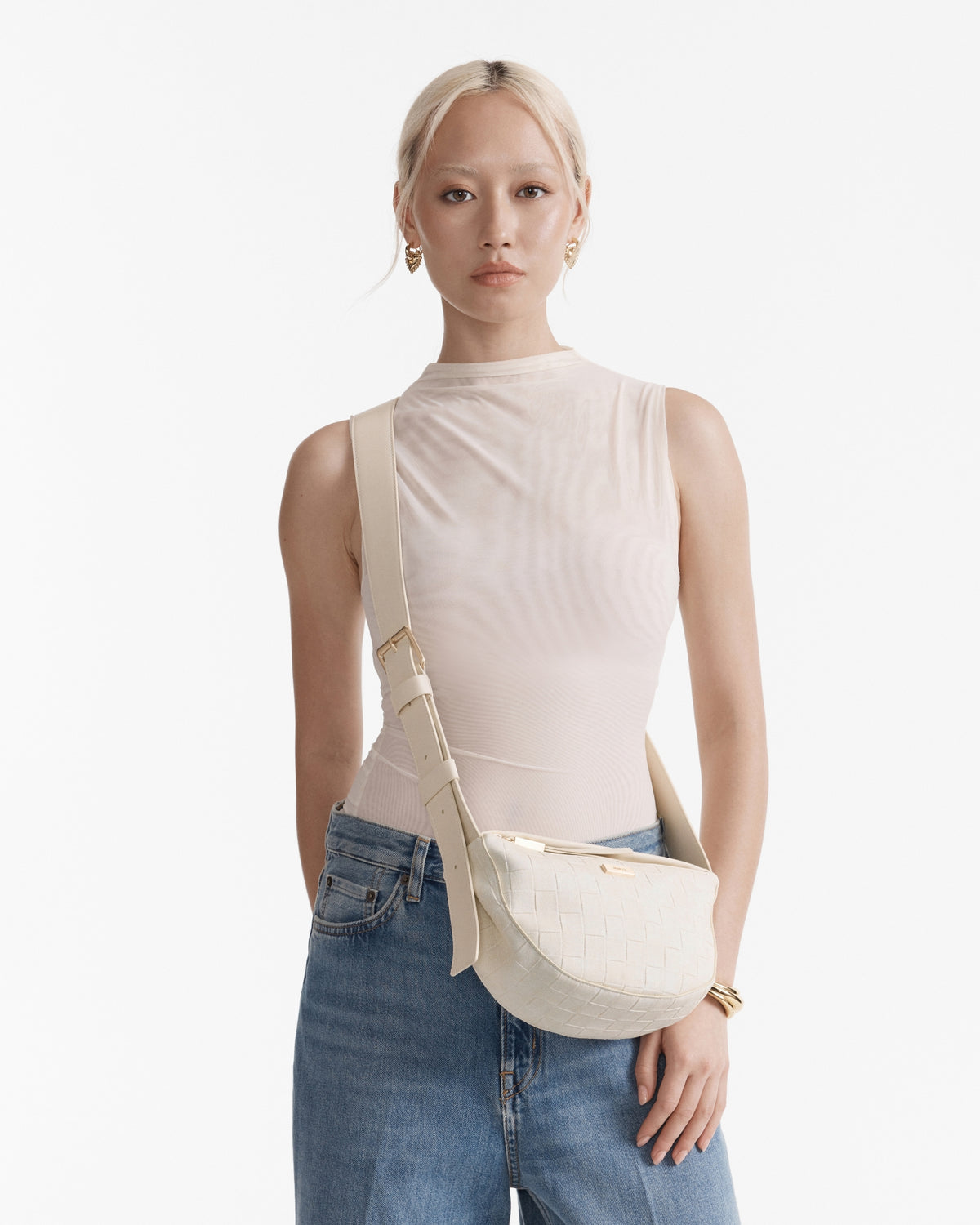 Parker Crescent Crossbody Bag - Alabaster
