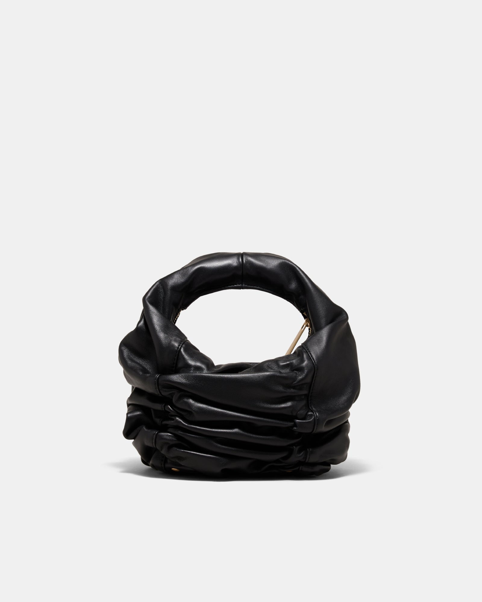 Solace Mini Leather Grab Bag - Black Brushed LG