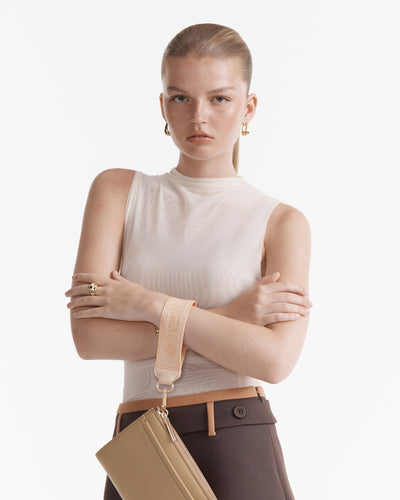 Stripe Webbing Wrist Strap - Biscuit