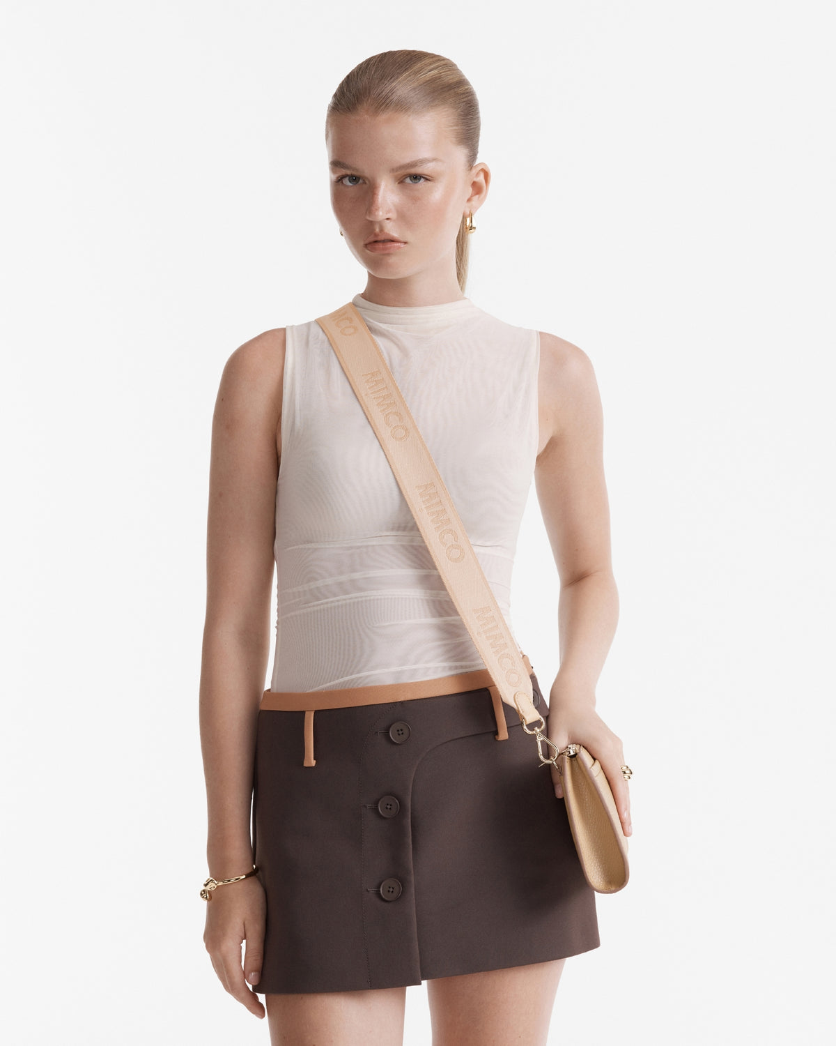 Stripe Webbing Bag Strap - Biscuit
