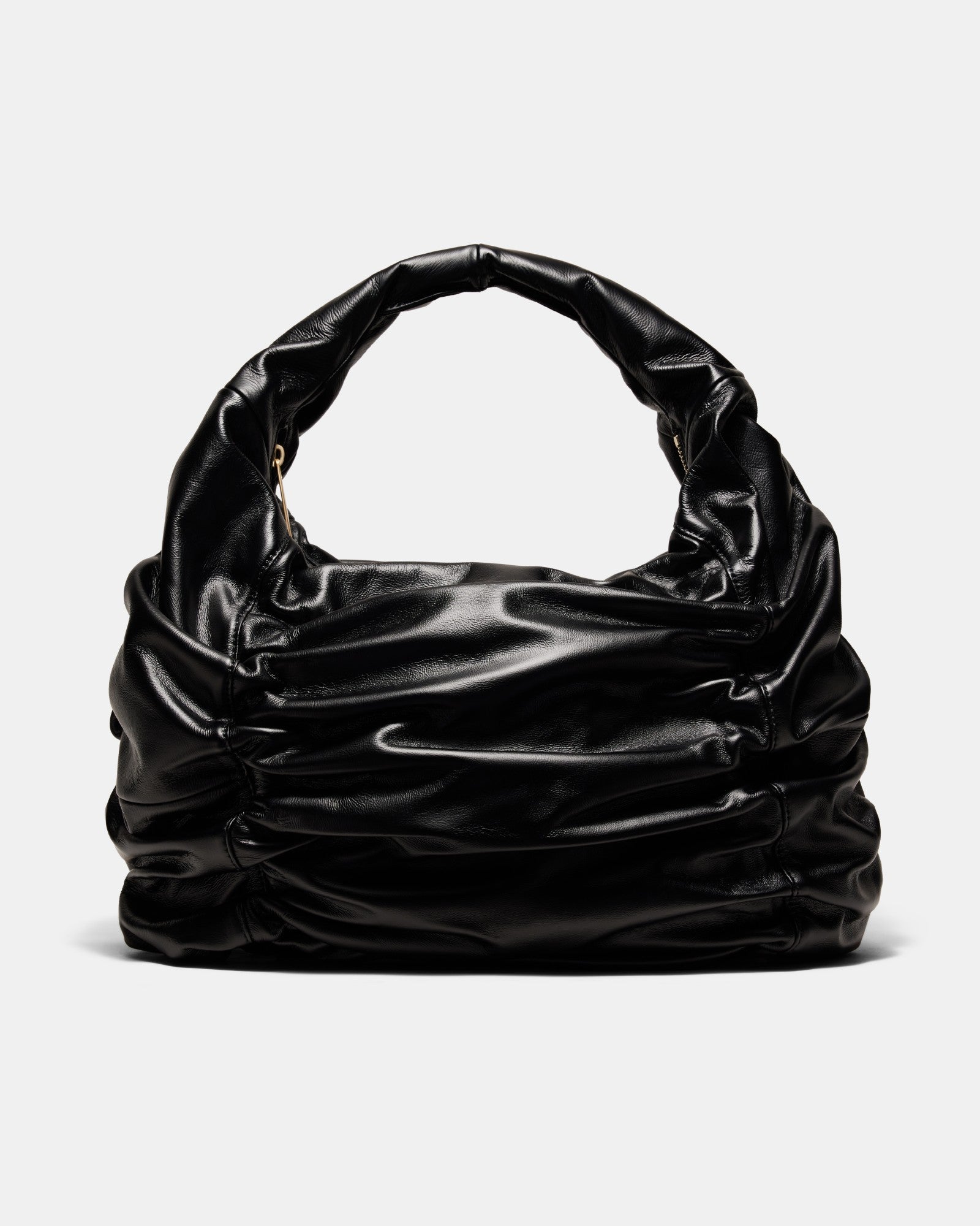 Solace Large Leather Crescent Bag - Black Brushed LG