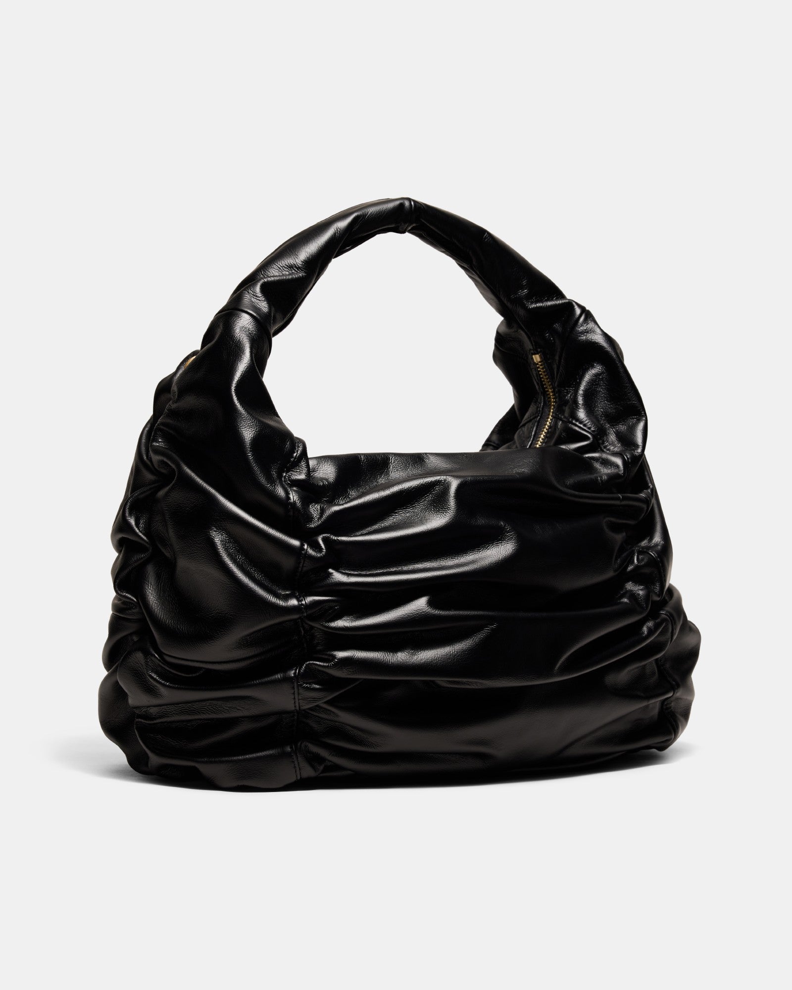Solace Large Leather Crescent Bag - Black Brushed LG