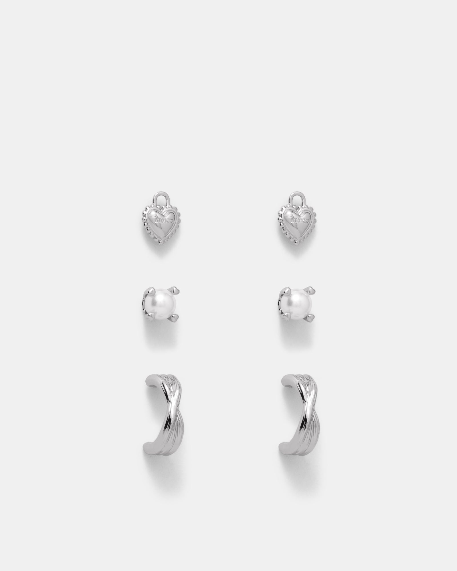 En Pointe Earrings Set - Silver