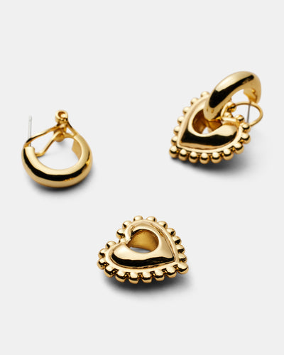 Demi Pointe Heart Hoop Earrings - Gold