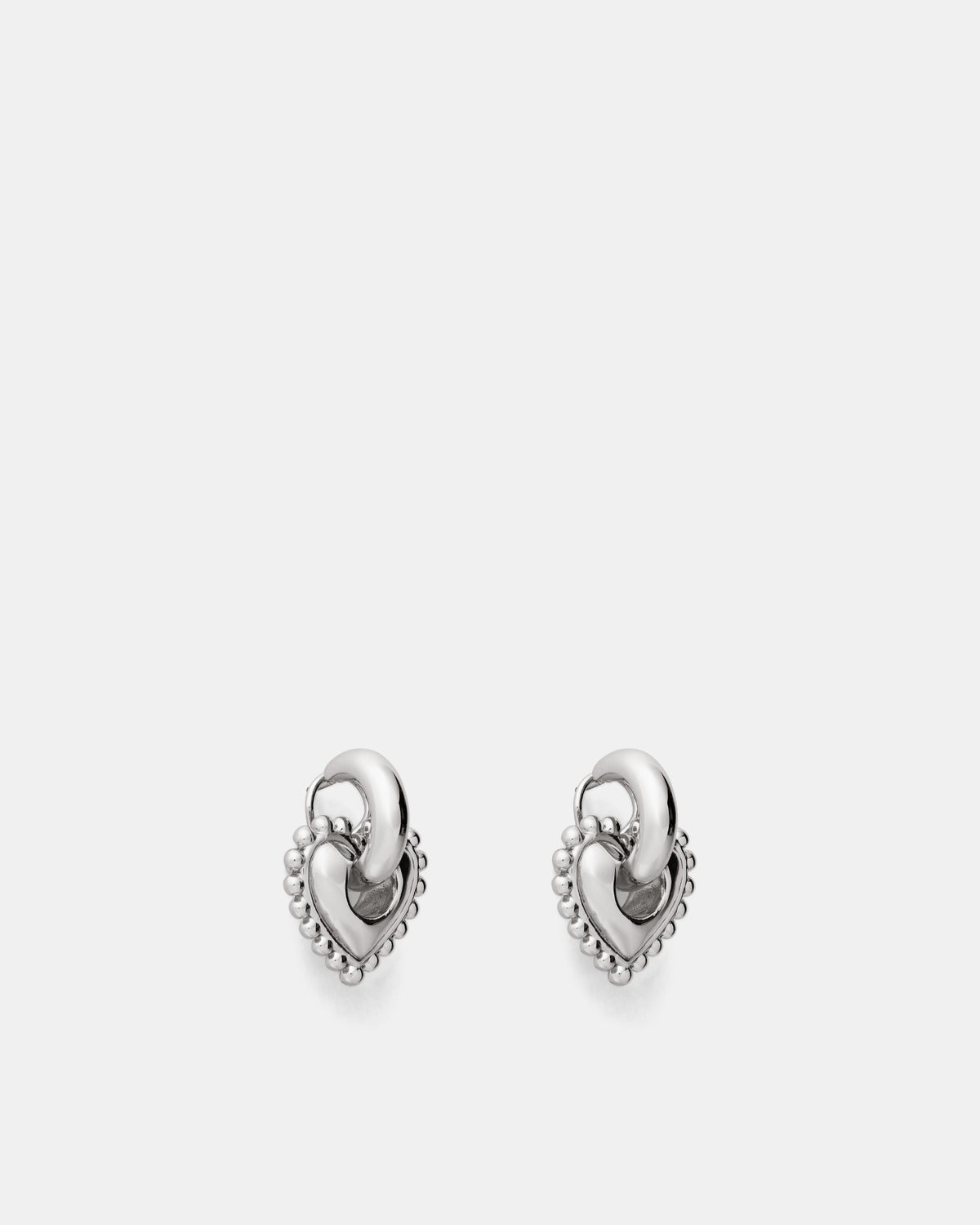 Demi Pointe Heart Hoop Earrings - Silver