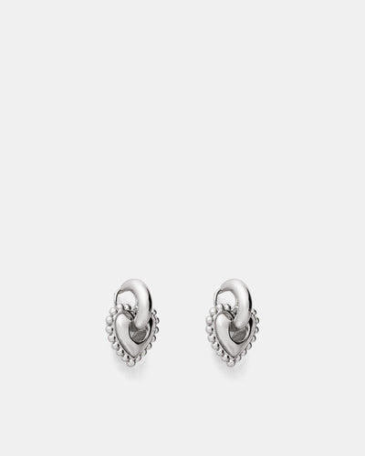 Demi Pointe Heart Hoop Earrings - Silver