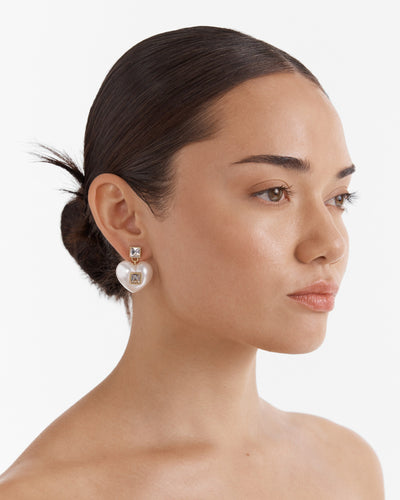 Devotion Heart Earrings - Pearl