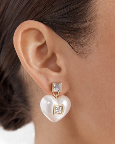 Devotion Heart Earrings - Pearl