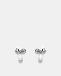 Darcys Bow Pearl Earrings - Silver
