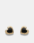Sorrowful Heart Stud Earrings - Black