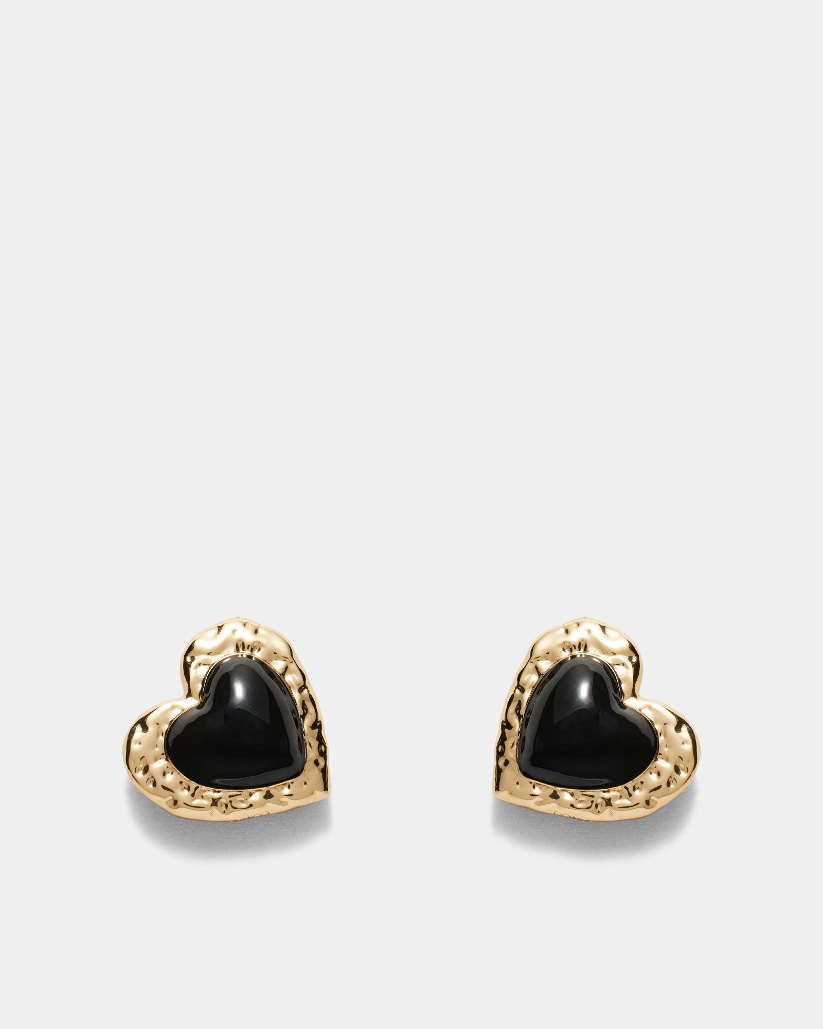 Sorrowful Heart Stud Earrings - Black