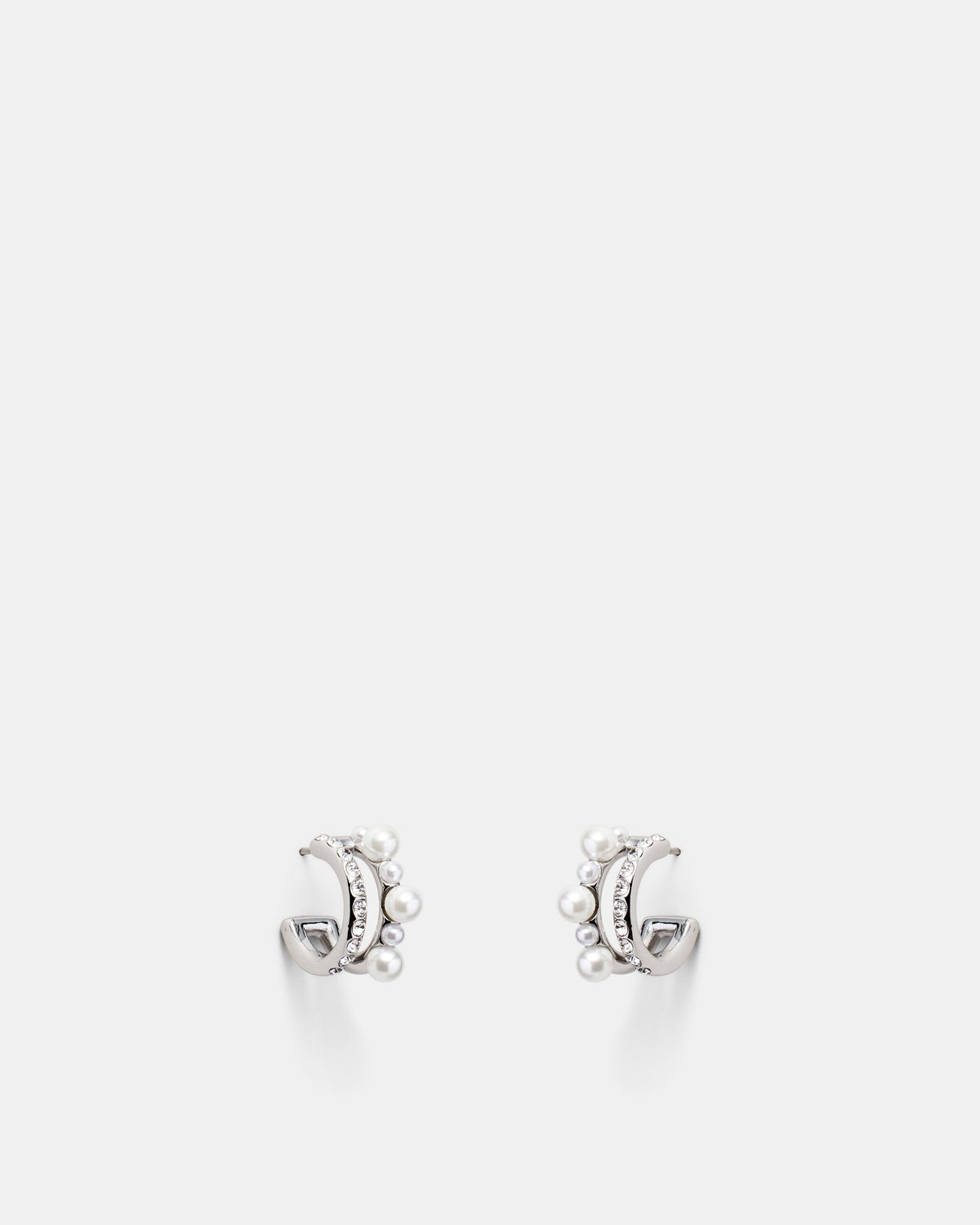 Pearlina Double Hoop Earrings - Pearl