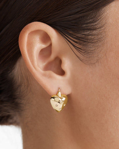 Smitten Heart Stud Earrings - Gold