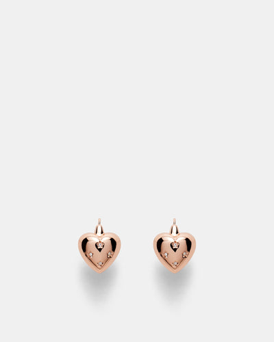 Smitten Heart Stud Earrings - Rose Gold