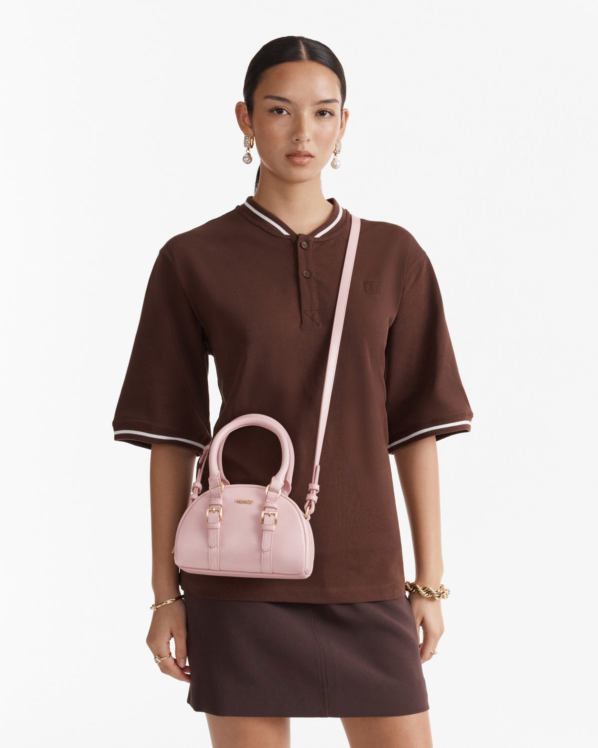 Robin Mini Bowler Crossbody Bag - Pink Dust