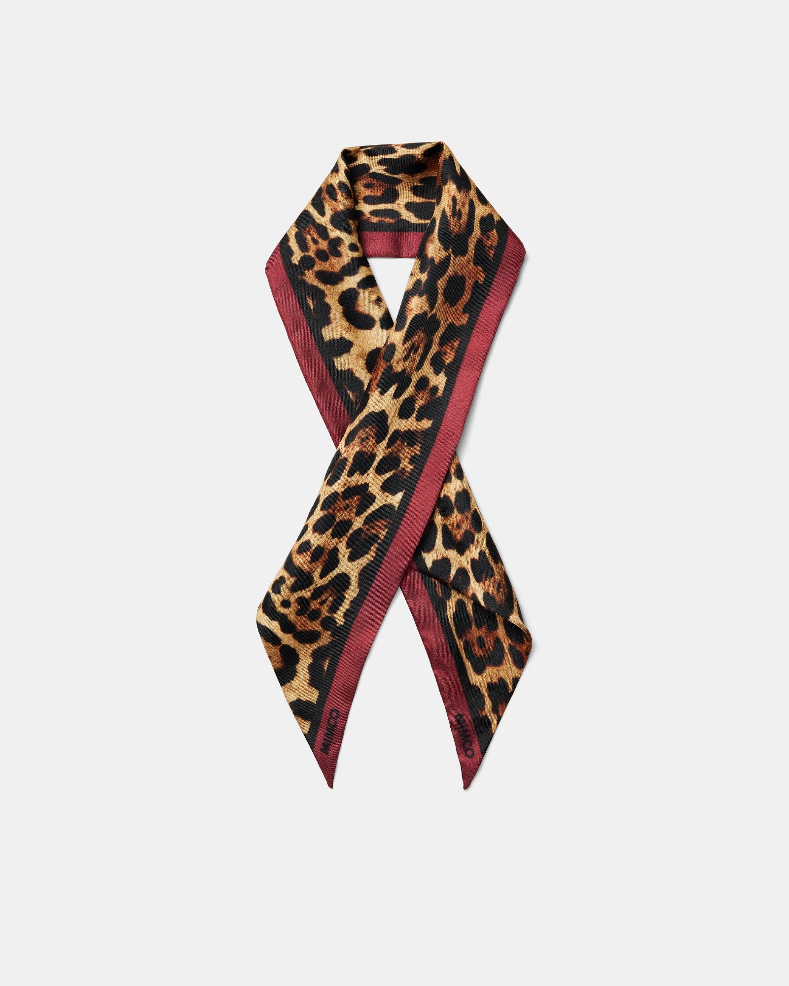 Leopard Thin Scarf - Claret