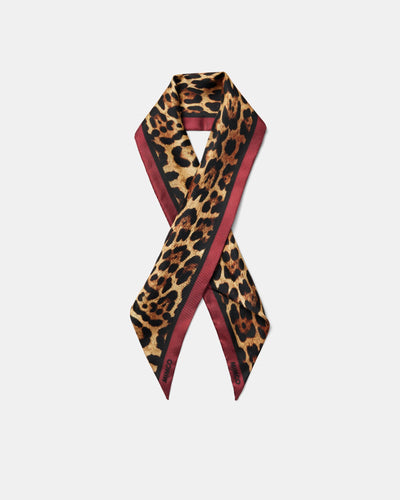 Leopard Thin Scarf - Claret