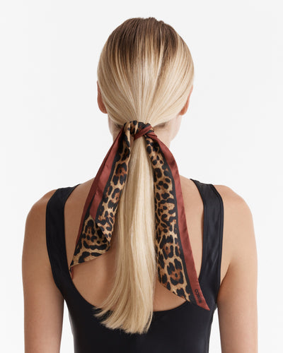 Leopard Thin Scarf - Claret