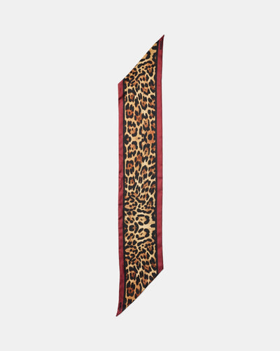 Leopard Thin Scarf - Claret