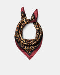 Leopard Square Scarf - Claret