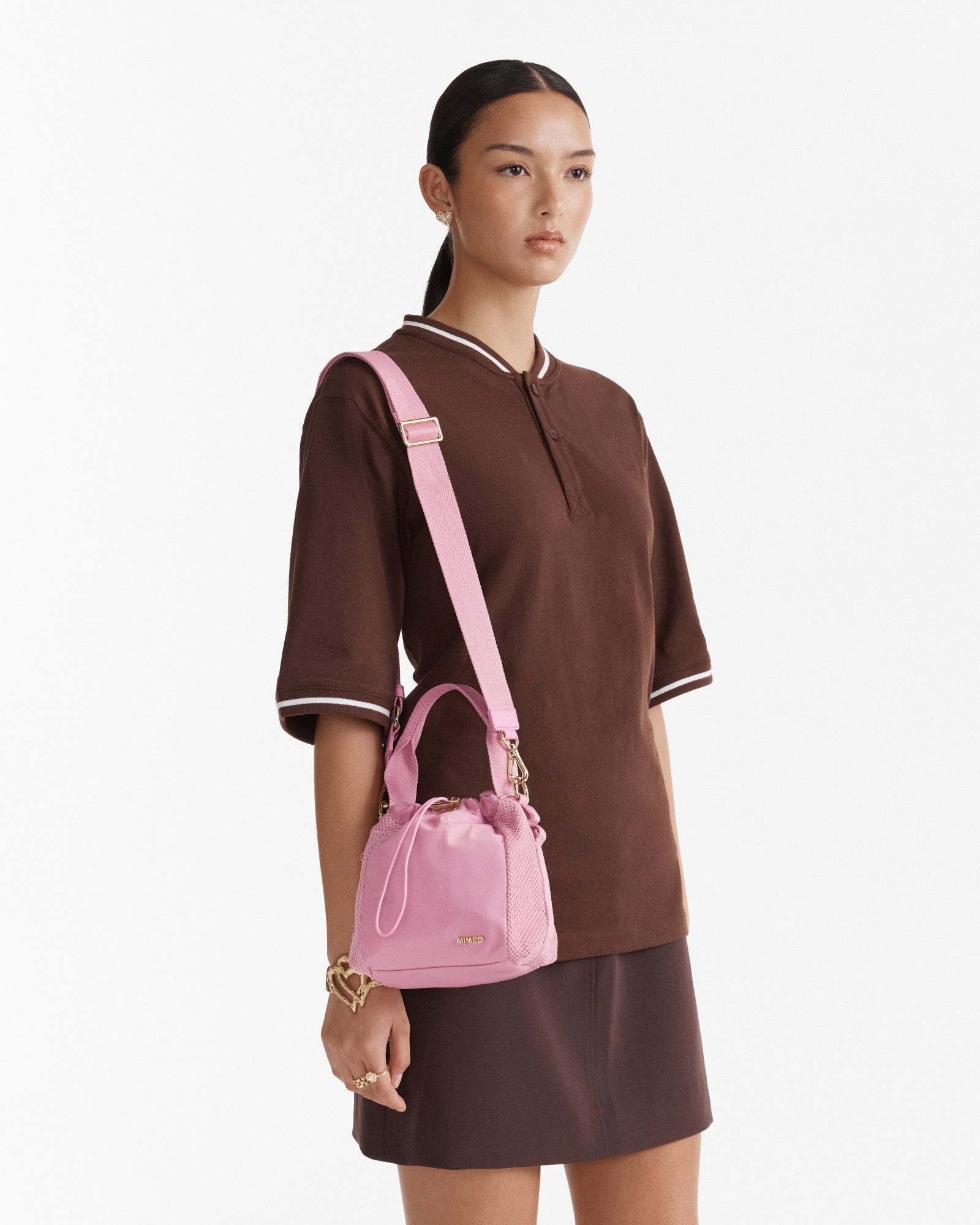 Cady Mini Bucket Crossbody Bag - Pink Dust