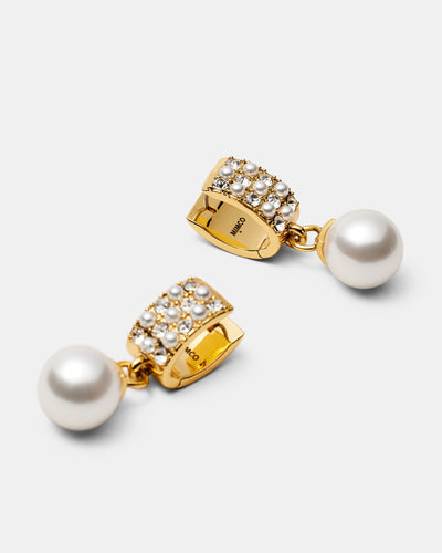 Fabulousness Huggie Hoop Earrings - Pearl