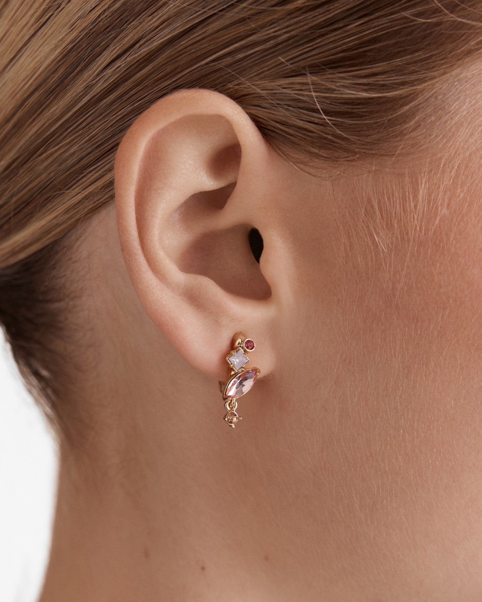 Little Gem Hoop Earrings - Pink Multi