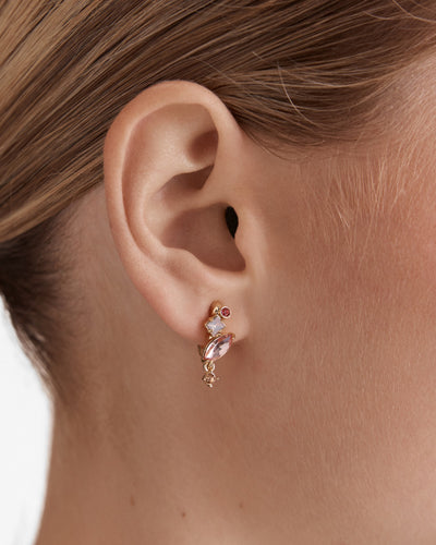 Little Gem Hoop Earrings - Pink Multi