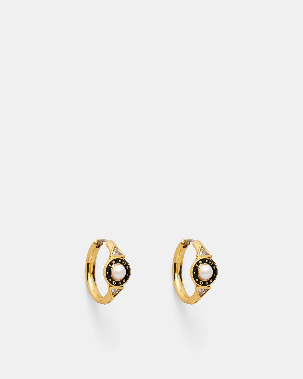 Ring Ring Huggie Hoop Earrings - Black