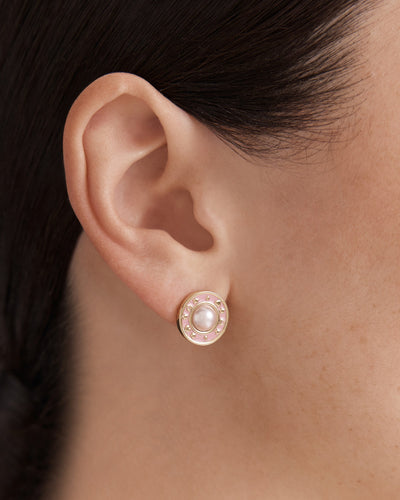 Ring Ring Stud Earrings - Ballet