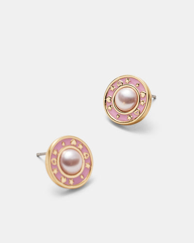 Ring Ring Stud Earrings - Ballet