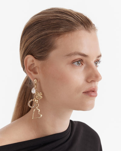Charm N Cute Drop Earrings - Gold