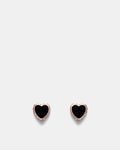 Lover Heart Stud Earrings - Black
